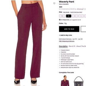 NWT Revolve Slacks in Fig (Small)